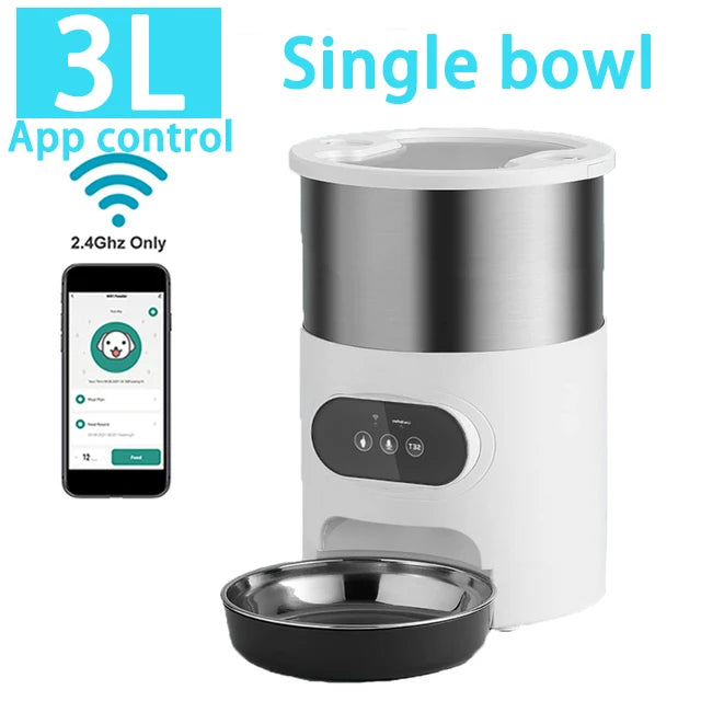 Automatic Pet Feeder For Cats WiFi Smart Swirl Slow Dog Feeder With Voice Recorder Large Capacity Timing Cat Food Dispenser