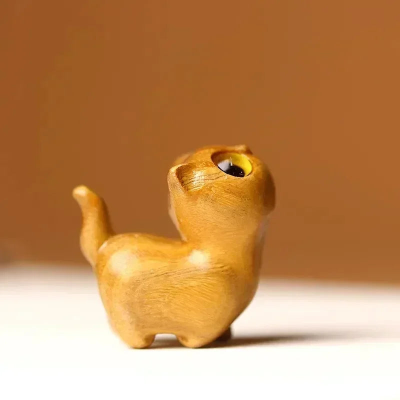 Charming Wooden Kitten Figurine Handcrafted Cat Decor for Home Perfect Gift Idea Cat Figurine Cat Accessories Decoration Crafts