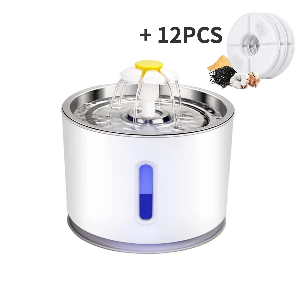 ATUBAN Cat Water Fountain, 81oz/2.4L Pet Water Fountain Replacement Filters Stainless Steel Automatic Drinking Fountain for Cats