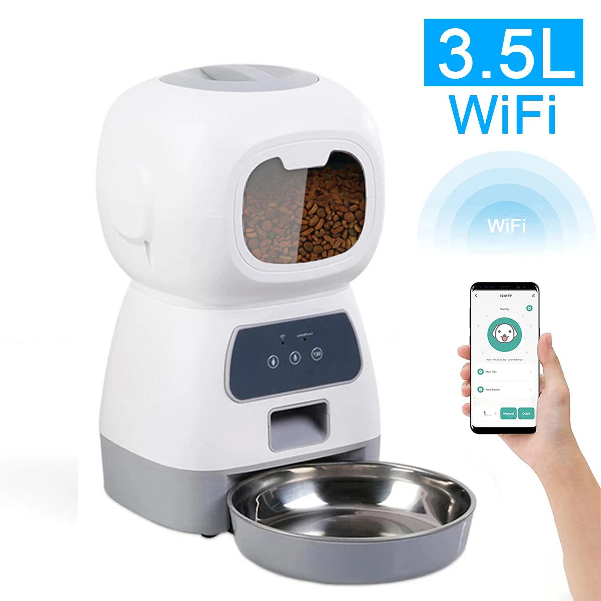 Automatic Pet Feeder For Cats WiFi Smart Swirl Slow Dog Feeder With Voice Recorder Large Capacity Timing Cat Food Dispenser