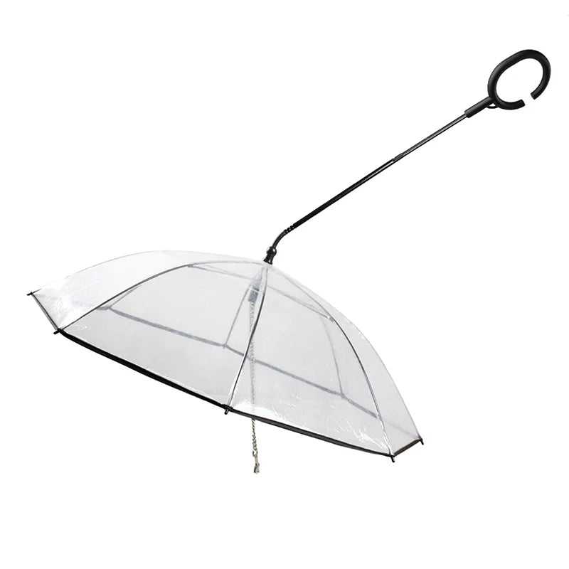 Transparent Pet Dog Umbrella C-type Curved Puppy Umbrella Pet Supplies Adjustable Rain Walking Dog Leash Dog Accessories