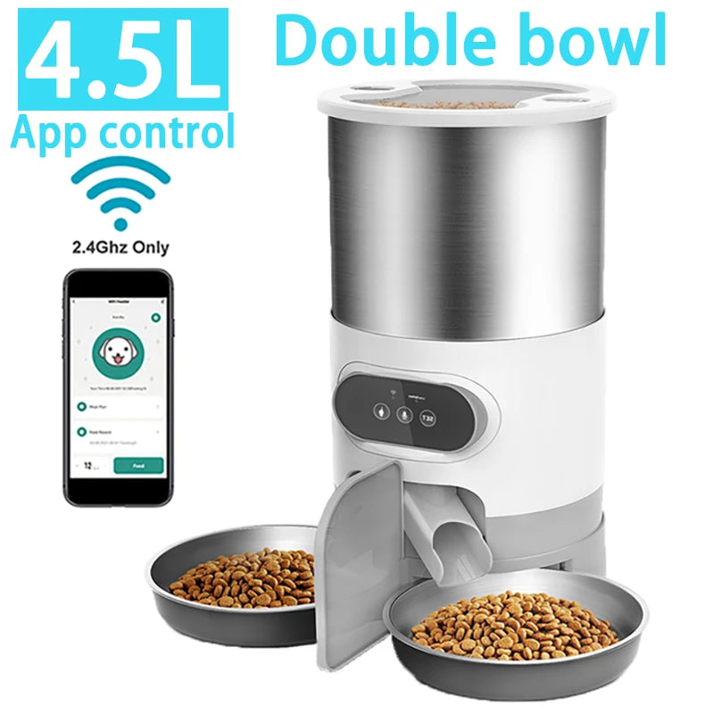 Automatic Pet Feeder For Cats WiFi Smart Swirl Slow Dog Feeder With Voice Recorder Large Capacity Timing Cat Food Dispenser