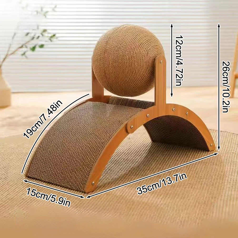 1PC Cat Scratcher Ball Cat Scratching Ball Scratcher Toy with Ball for Cats And Dogs, Interactive Solid Wood Scratcher Pet Toy