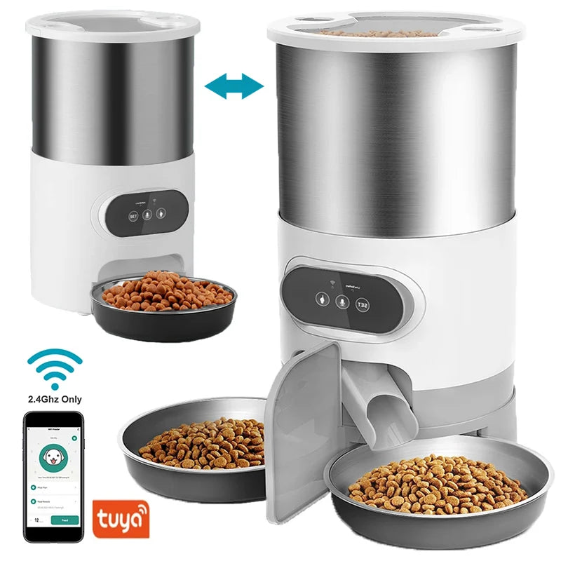 Automatic Pet Feeder For Cats WiFi Smart Swirl Slow Dog Feeder With Voice Recorder Large Capacity Timing Cat Food Dispenser