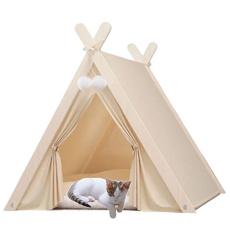 Pet Tent House Foldable and Removable Portable Comfortable and Breathable Cat House Stable Dog House with Thick Pad Pet Supplies