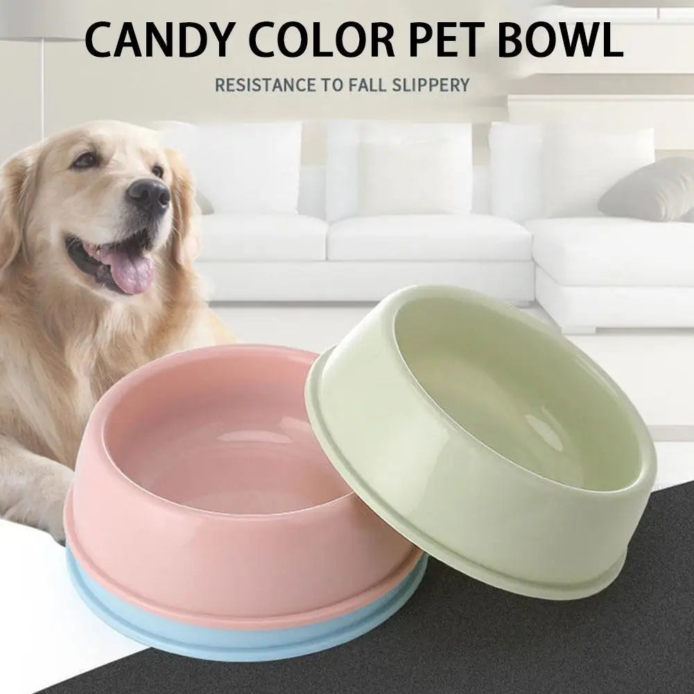 Pet Supplies Candy Colored Plastic Dog Bowl Cat Bowl Bowl Pet Cat Tableware Bowl Bowl Single Small T7Y6