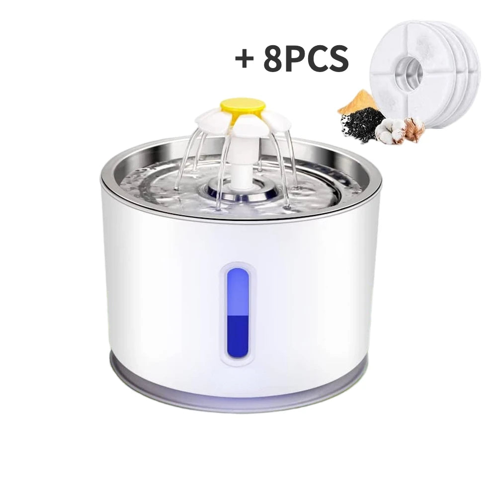 ATUBAN Cat Water Fountain, 81oz/2.4L Pet Water Fountain Replacement Filters Stainless Steel Automatic Drinking Fountain for Cats