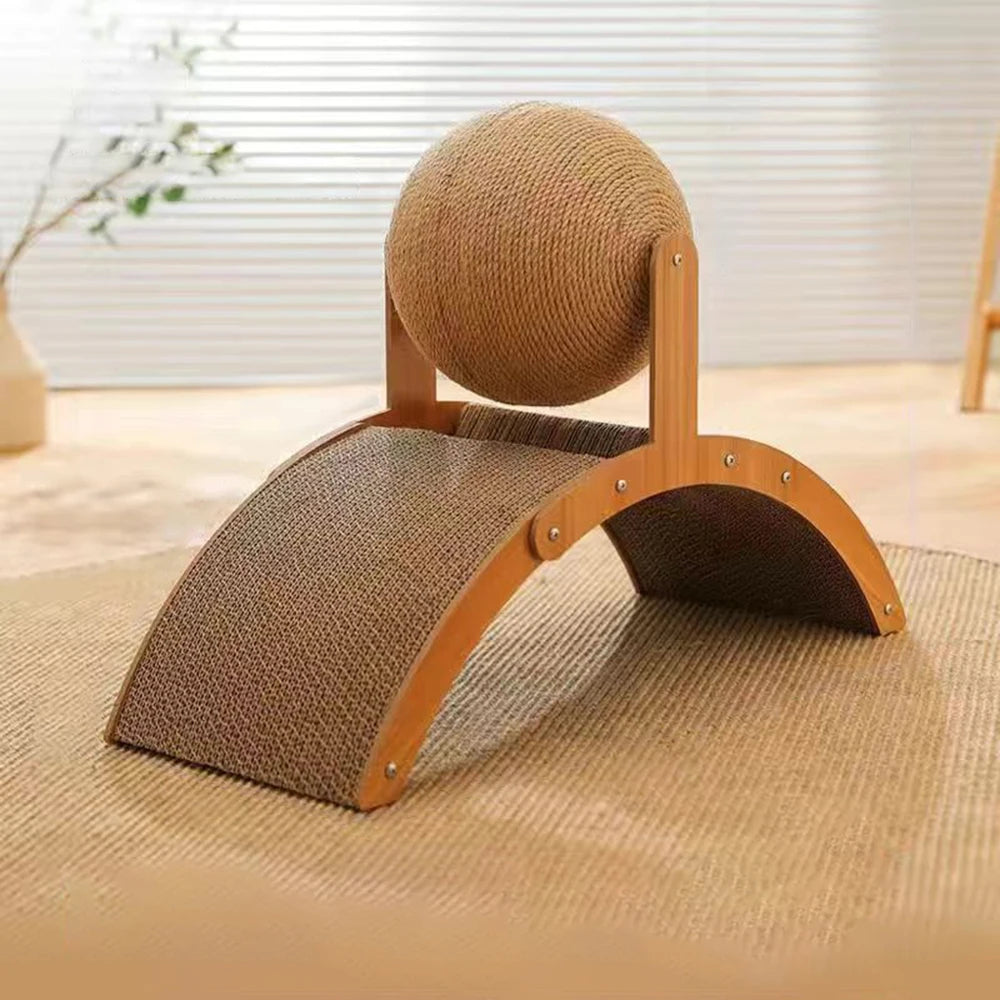 1PC Cat Scratcher Ball Cat Scratching Ball Scratcher Toy with Ball for Cats And Dogs, Interactive Solid Wood Scratcher Pet Toy