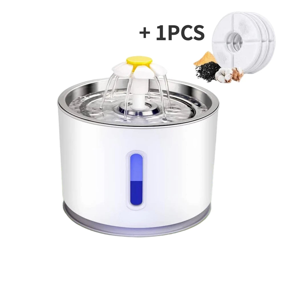 ATUBAN Cat Water Fountain, 81oz/2.4L Pet Water Fountain Replacement Filters Stainless Steel Automatic Drinking Fountain for Cats