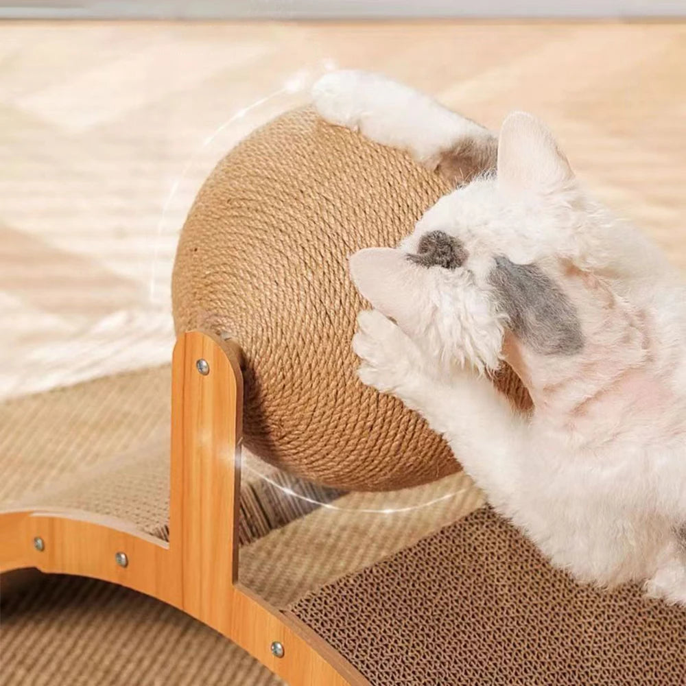 1PC Cat Scratcher Ball Cat Scratching Ball Scratcher Toy with Ball for Cats And Dogs, Interactive Solid Wood Scratcher Pet Toy