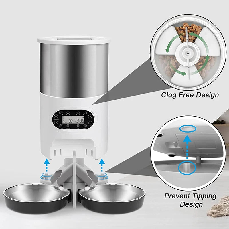 Automatic Pet Feeder For Cats WiFi Smart Swirl Slow Dog Feeder With Voice Recorder Large Capacity Timing Cat Food Dispenser