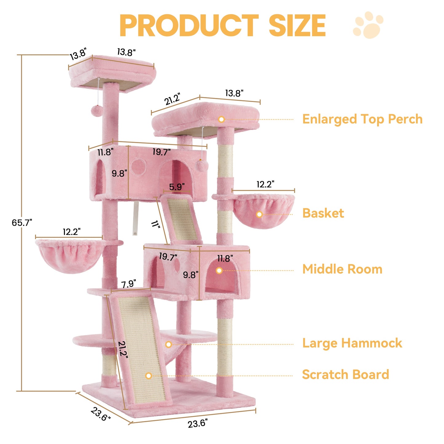 Multi-Level Cat Tree Tower for Indoor Cats – Space-Saving Modern Design with Plush Perches, Sisal Scratching Posts & Play Platforms