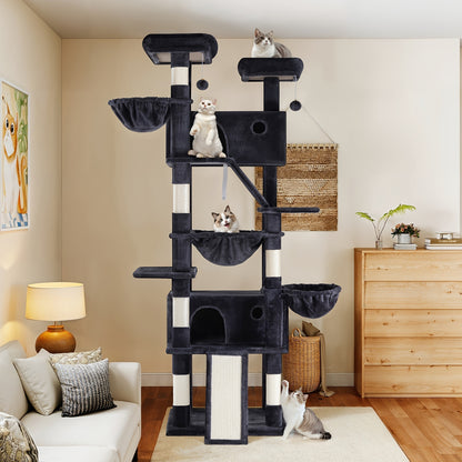 Multi-Level Cat Tree Tower for Indoor Cats – Space-Saving Modern Design with Plush Perches, Sisal Scratching Posts & Play Platforms