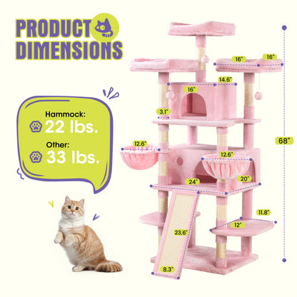 Multi-Level Cat Tree Tower for Indoor Cats – Space-Saving Modern Design with Plush Perches, Sisal Scratching Posts & Play Platforms