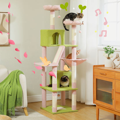 Tall Cat Tree 70.9"/ 45.7" Cat Tower - Multi-Level Activity Center For Indoor Cats With Metal Frame, Large Hammock, Dual Condo Houses, And Scratching Posts, Christmas Gift For Indoor Kittens & Cats