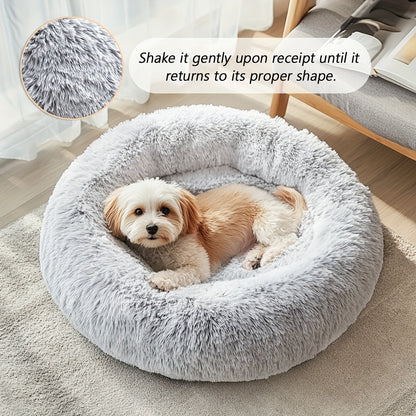 Calming Dog & Cat Bed, Donut Cuddler Warming Cozy Soft Round Bed, Fluffy Faux Fur Plush Cushion Bed For Small Medium And Large Dogs And Cats (16"/20"/24"/28"/31"/39") Christmas Gift