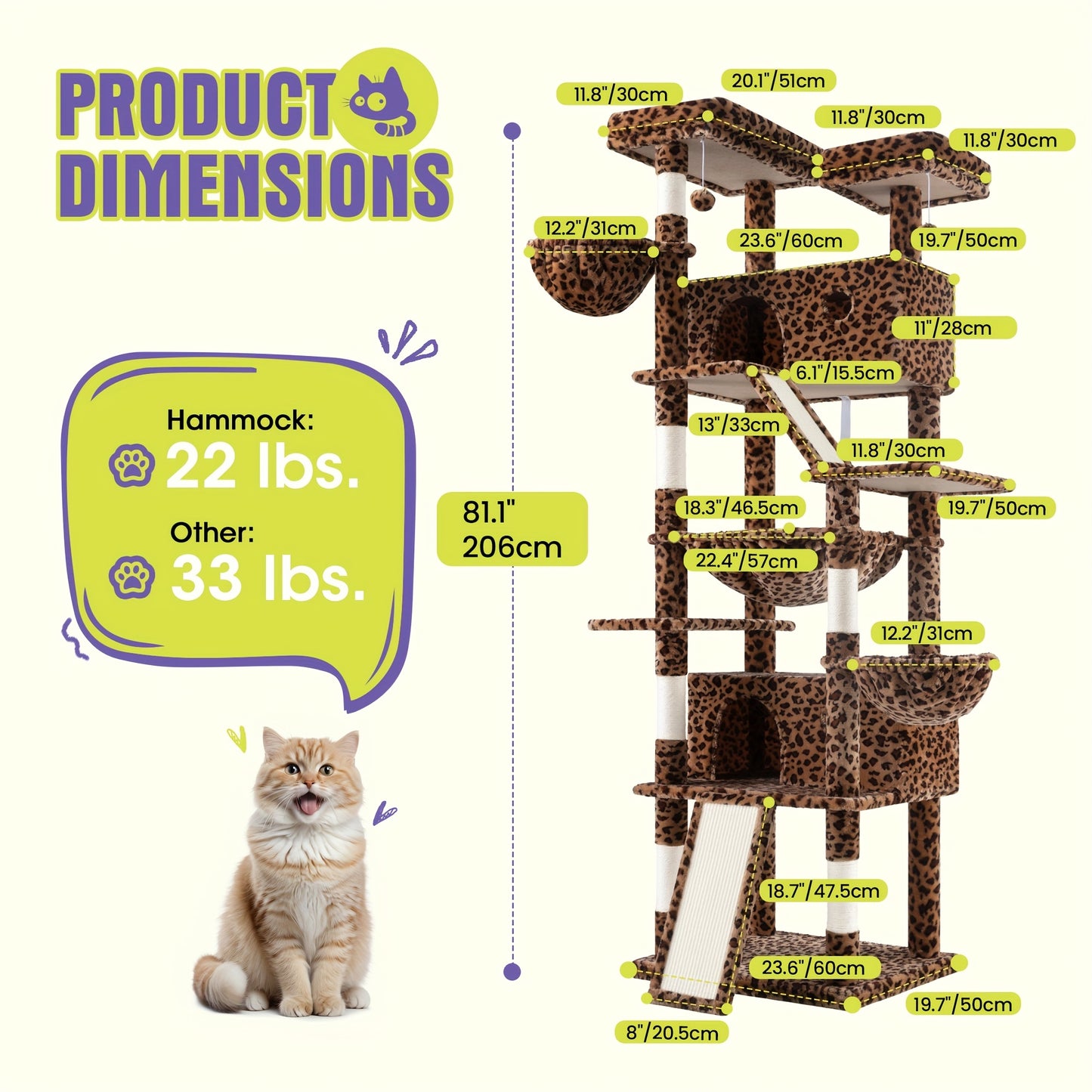 Multi-Level Cat Tree Tower for Indoor Cats – Space-Saving Modern Design with Plush Perches, Sisal Scratching Posts & Play Platforms