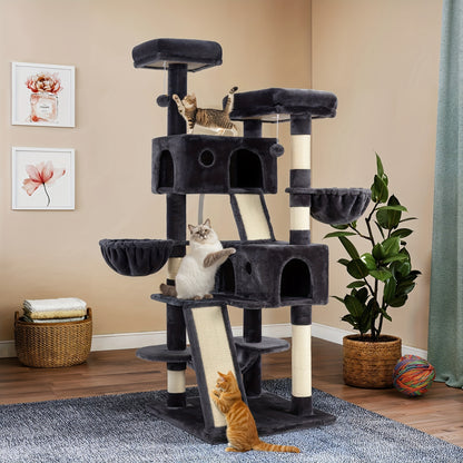 Multi-Level Cat Tree Tower for Indoor Cats – Space-Saving Modern Design with Plush Perches, Sisal Scratching Posts & Play Platforms