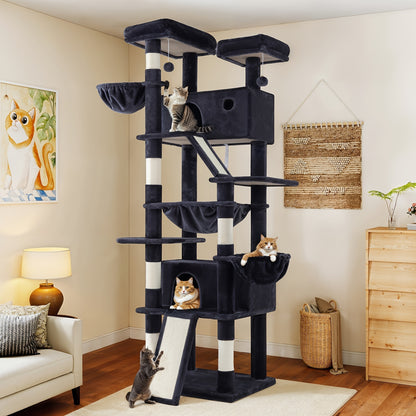 Multi-Level Cat Tree Tower for Indoor Cats – Space-Saving Modern Design with Plush Perches, Sisal Scratching Posts & Play Platforms
