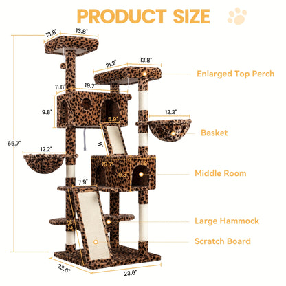 Multi-Level Cat Tree Tower for Indoor Cats – Space-Saving Modern Design with Plush Perches, Sisal Scratching Posts & Play Platforms