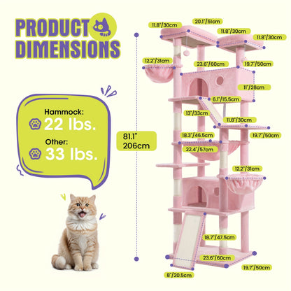 Multi-Level Cat Tree Tower for Indoor Cats – Space-Saving Modern Design with Plush Perches, Sisal Scratching Posts & Play Platforms