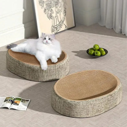 Oval Shaped Scratch Pad for Cats Sisal Scratching Cat Bed Multipurpose Pet Sleeping Mat Wear-Resistant Cat Scratch Bed Nest