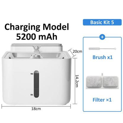 Pet Water Fountain Filter, Wireless Sensor Drinker, Pet Feeder for Cat and Dog, Water Dispenser, Auto Drinking Fountain