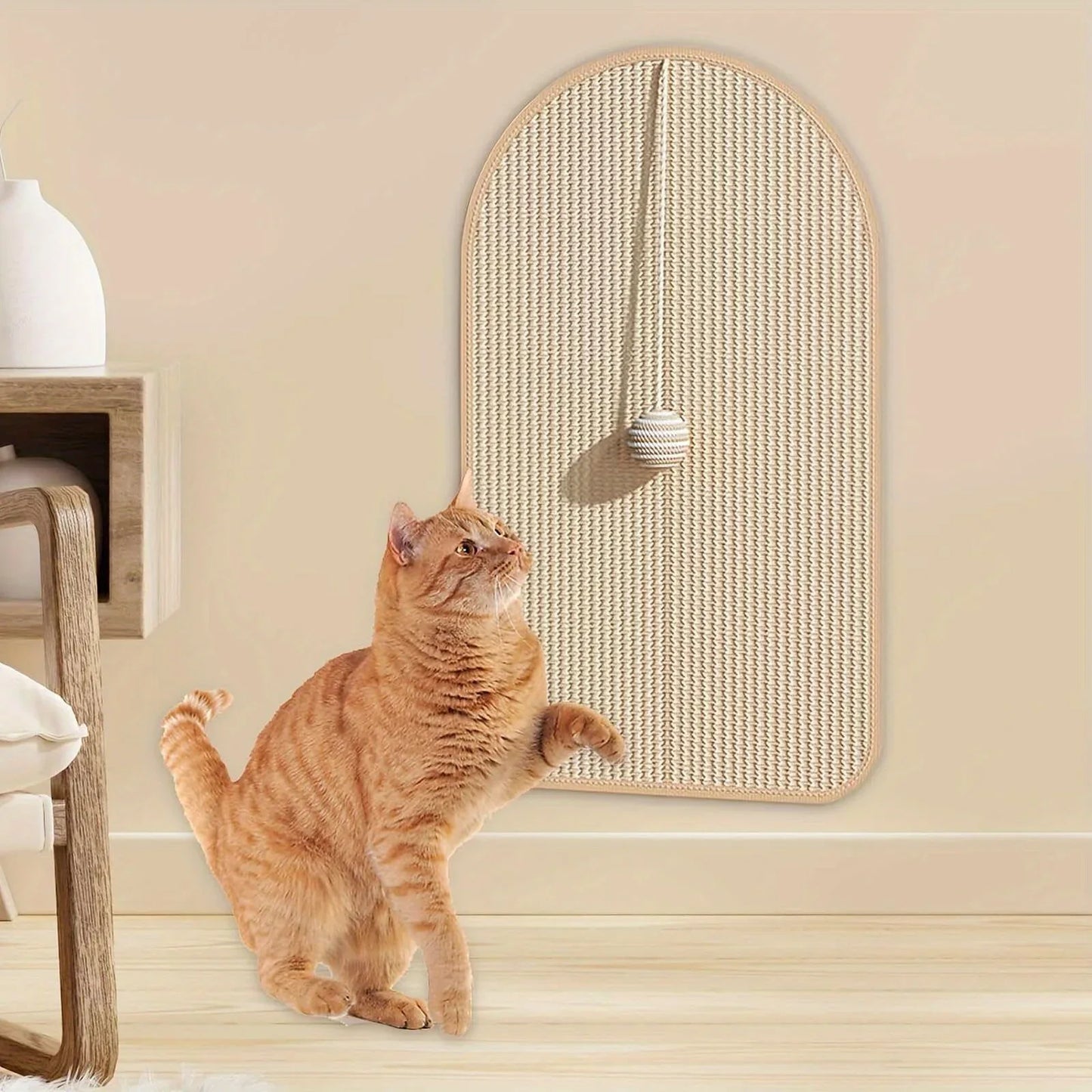 Natural Sisal Cat Scratcher Board Wall Sticker Sofa Protection Pad Wear-Resistant Durable Scratching Toy for Kittens