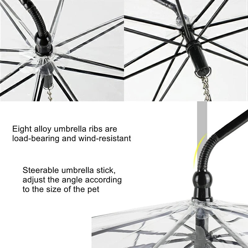 Transparent Pet Dog Umbrella C-type Curved Puppy Umbrella Pet Supplies Adjustable Rain Walking Dog Leash Dog Accessories