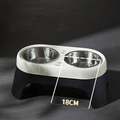 Elevated Pet Bowl Anti Knock Stainless Steel Food Cat Dog Feeding Bowls Double Bowl High Foot Leak Proof Pet Feeder Accessories