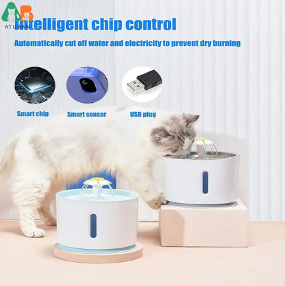 ATUBAN Cat Water Fountain, 81oz/2.4L Pet Water Fountain Replacement Filters Stainless Steel Automatic Drinking Fountain for Cats