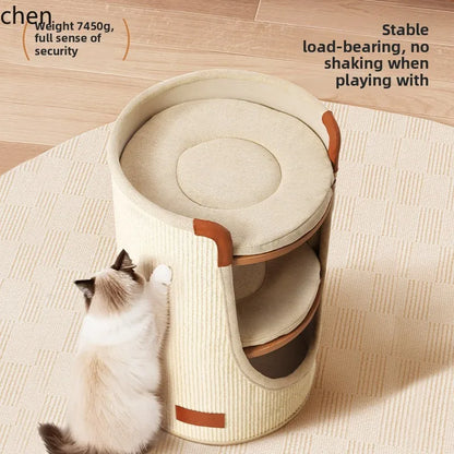 ZML cat climbing frame small apartment does not occupy a cat's nest, four-season household double-layer cat scratching bucket