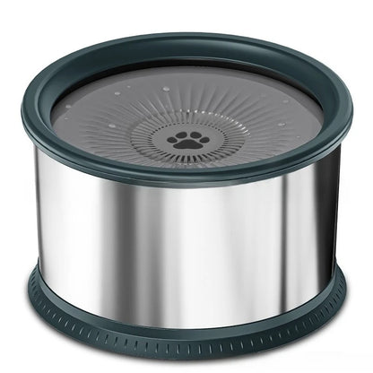 6.5L Dog Water Bowl No Spill Stainless Steel Slow Water Bowl Large Capacity No Splash Pet Slow Drink Feeder with Anti-Slip Mat