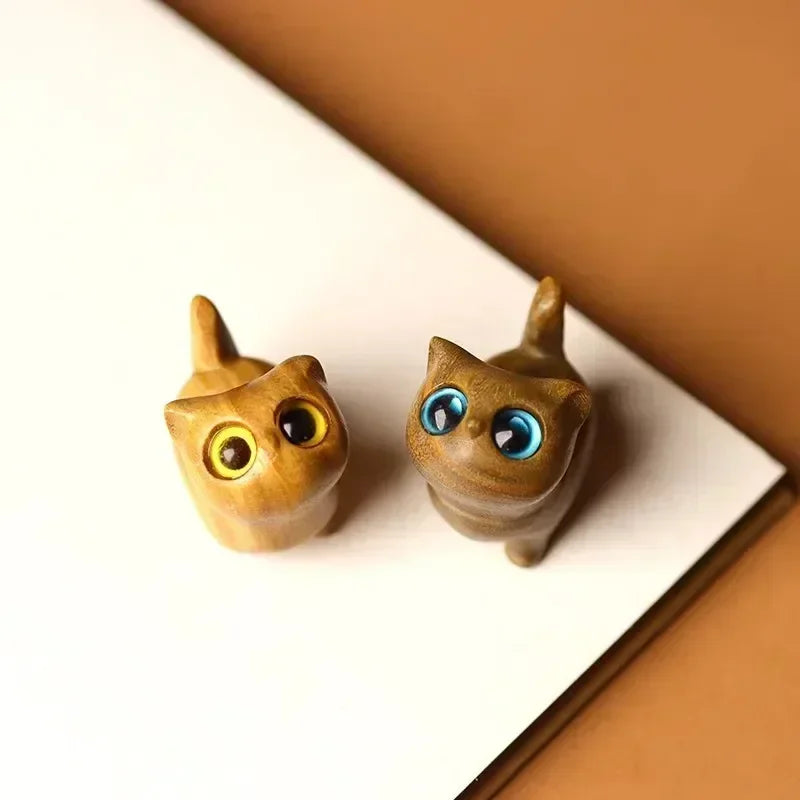 Charming Wooden Kitten Figurine Handcrafted Cat Decor for Home Perfect Gift Idea Cat Figurine Cat Accessories Decoration Crafts