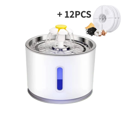ATUBAN Cat Water Fountain, 81oz/2.4L Pet Water Fountain Replacement Filters Stainless Steel Automatic Drinking Fountain for Cats
