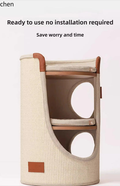 ZML cat climbing frame small apartment does not occupy a cat's nest, four-season household double-layer cat scratching bucket