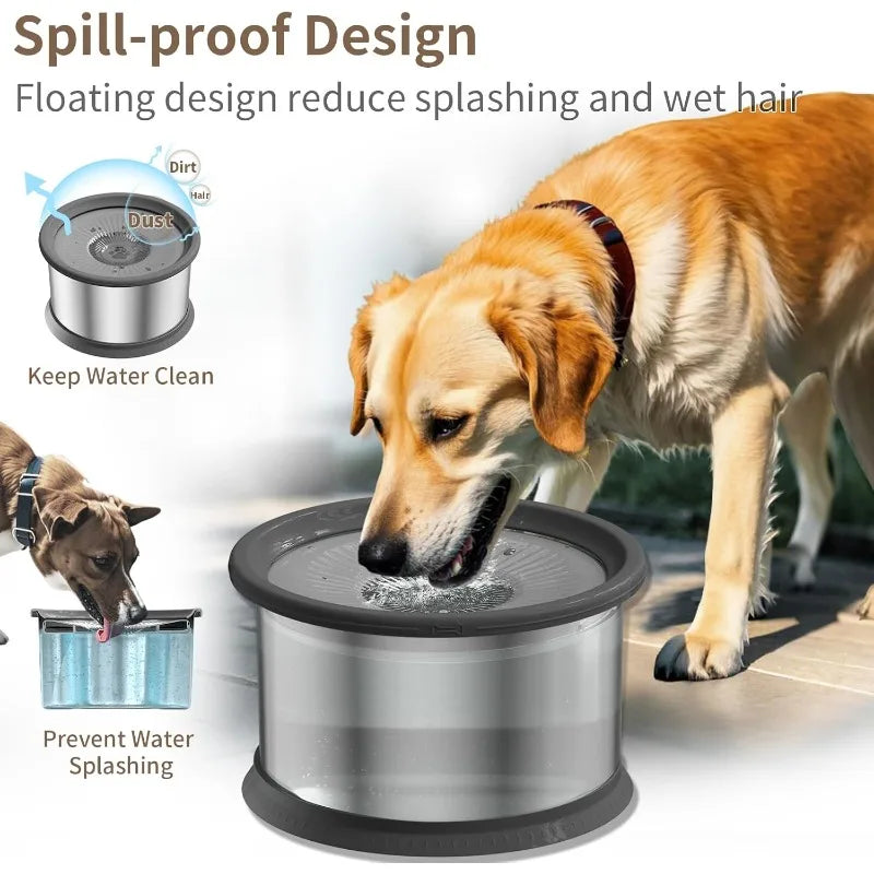 6.5L Dog Water Bowl No Spill Stainless Steel Slow Water Bowl Large Capacity No Splash Pet Slow Drink Feeder with Anti-Slip Mat