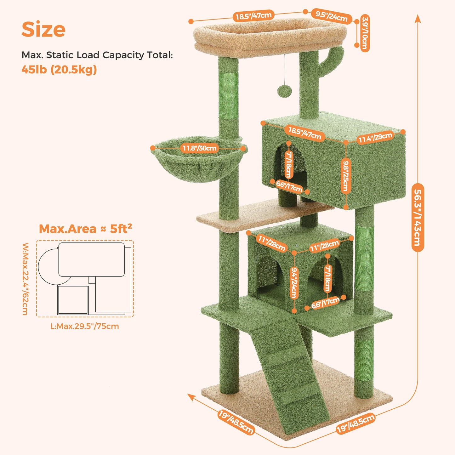 Multi-Level Cat Tree Tower for Indoor Cats – Plush Padded Perches, Cozy Condo Hideaway, Hammock, Sisal Scratching Posts & Interactive Hanging Toy