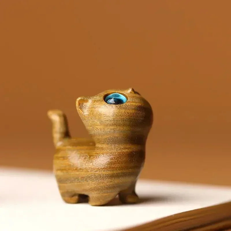 Charming Wooden Kitten Figurine Handcrafted Cat Decor for Home Perfect Gift Idea Cat Figurine Cat Accessories Decoration Crafts