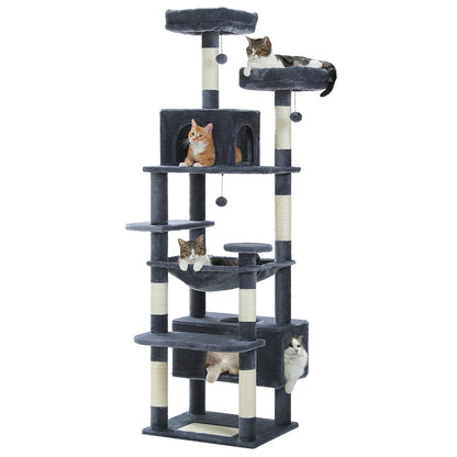 Large Multi-Level Cat Tree Tower for Indoor Cats – Extra Spacious Condo, Wide Hammock, Sisal-Covered Scratching Posts, Padded Perches & Interactive Cat Toys