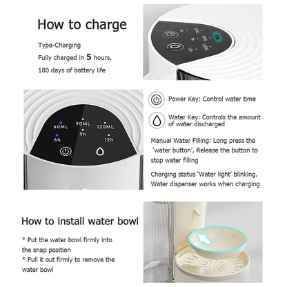 3000ML Pouring Cat Water Dispenser Smart Tilt Design Pet Water Fountain Separate Clean & Dirty Water For Cats and Small Dogs