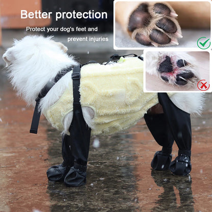 1set Pet Rain Shoes Dog Rain Boots Waterproof Dog Boots Small Puppy Medium Large Dogs Pet Booties Anti-Slip Dog Shoes Rain Snow