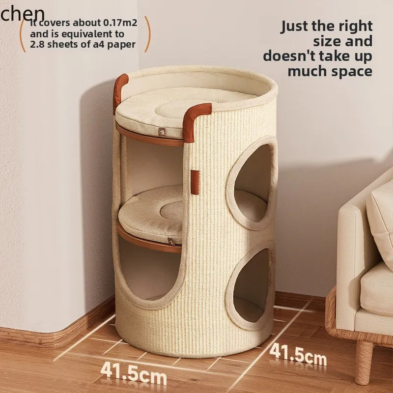 ZML cat climbing frame small apartment does not occupy a cat's nest, four-season household double-layer cat scratching bucket