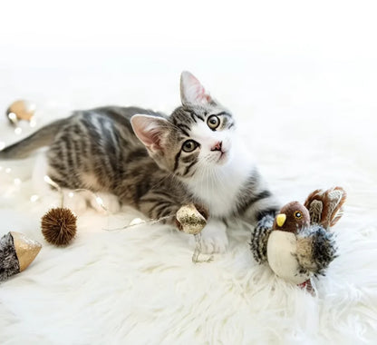 Interactive Cat Toys Flapping Bird Cat Toy Flying Wings Sparrow Catnip Toys Vivid Chirpi]ng Simulation Bird Interactive Cat Toy