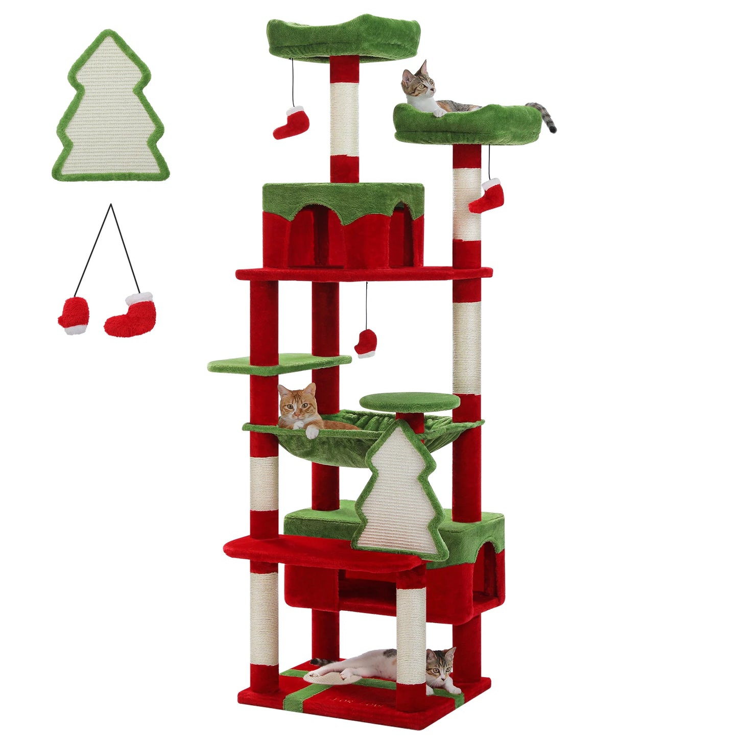 Large Multi-Level Cat Tree Tower for Indoor Cats – Extra Spacious Condo, Wide Hammock, Sisal-Covered Scratching Posts, Padded Perches & Interactive Cat Toys