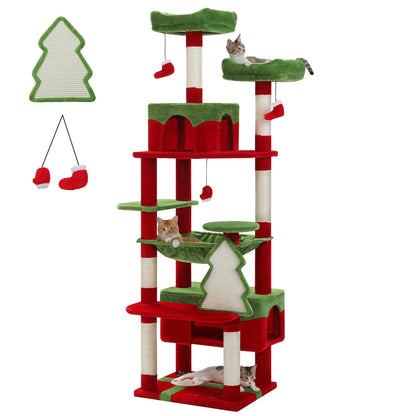 Large Multi-Level Cat Tree Tower for Indoor Cats – Extra Spacious Condo, Wide Hammock, Sisal-Covered Scratching Posts, Padded Perches & Interactive Cat Toys