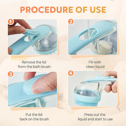 Pet Bath Brush 2025 New 2 In 1 Dog Bath Brush With Built-in Shampoo Dispenser Pet Wash Brush Dogs Cats Grooming Massage Brush