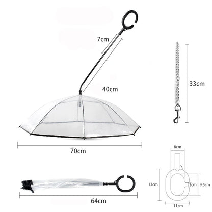Transparent Pet Dog Umbrella C-type Curved Puppy Umbrella Pet Supplies Adjustable Rain Walking Dog Leash Dog Accessories