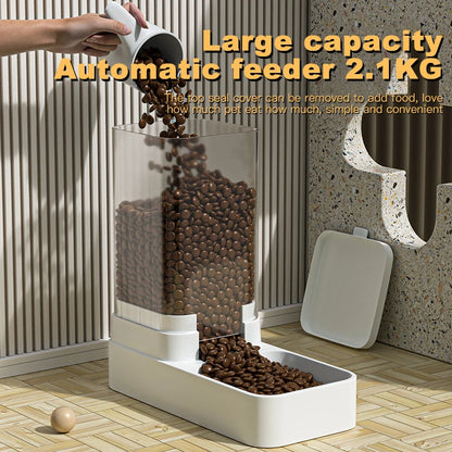 Large Capacity Automatic Gravity Pet Feeder and Water Dispenser Dual Bowl Leak Proof for Cats Dogs Home Travel Feeding Station