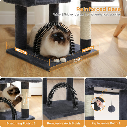 Multi-Level Cat Tree Tower for Indoor Cats – Plush Padded Perches, Cozy Condo Hideaway, Hammock, Sisal Scratching Posts & Interactive Hanging Toy